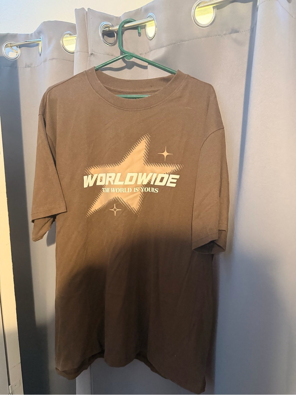 Worldwide Graphic Tee - Brown with Cream Print